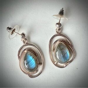 Unique Sterling Silver And Labradorite Drop Earrings